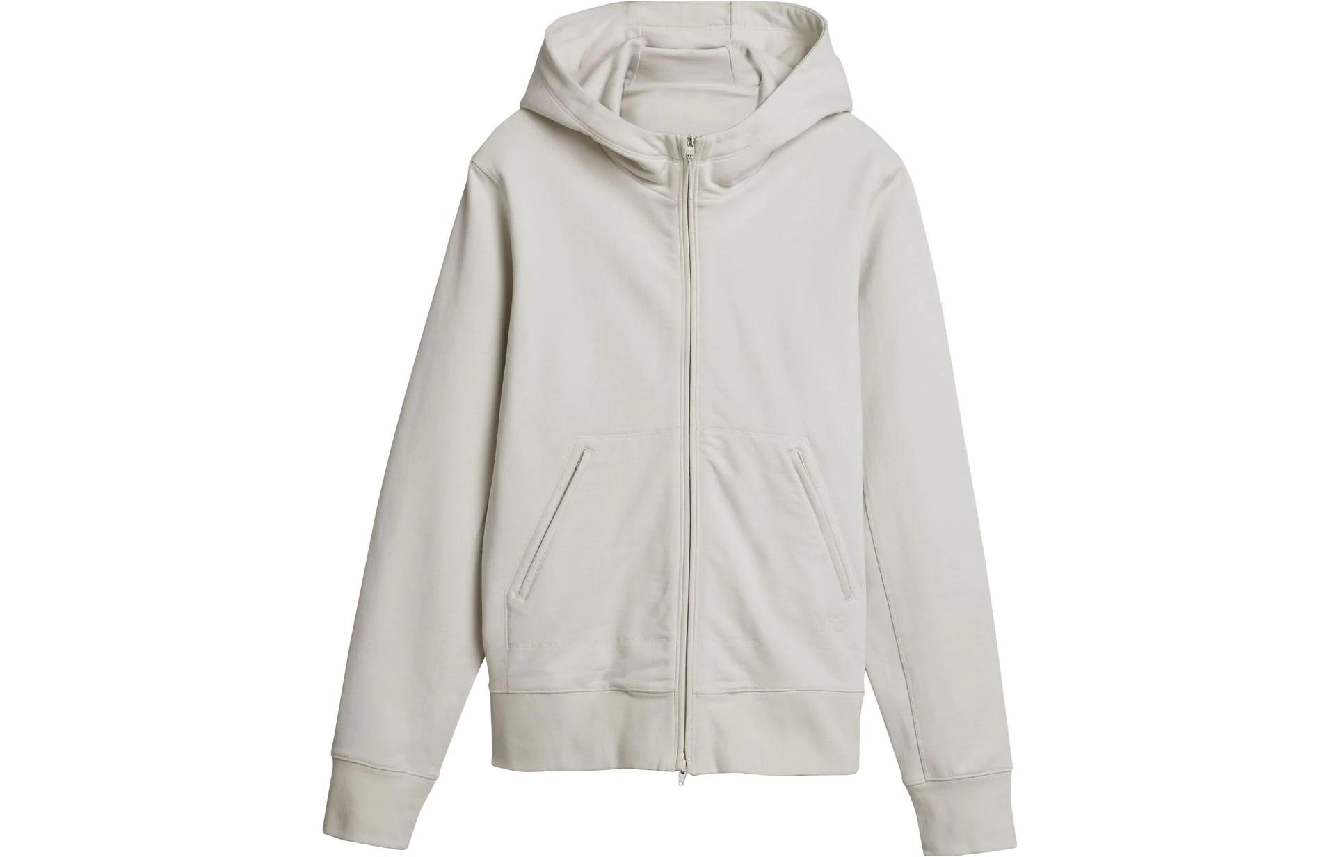 Y-3 SS22 Solid Color Zip-Up Hoodie Jacket in Gray HG6201