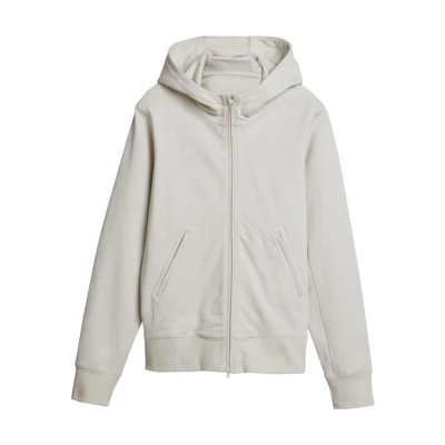 Y-3 SS22 Solid Color Zip-Up Hoodie Jacket in Gray HG6201