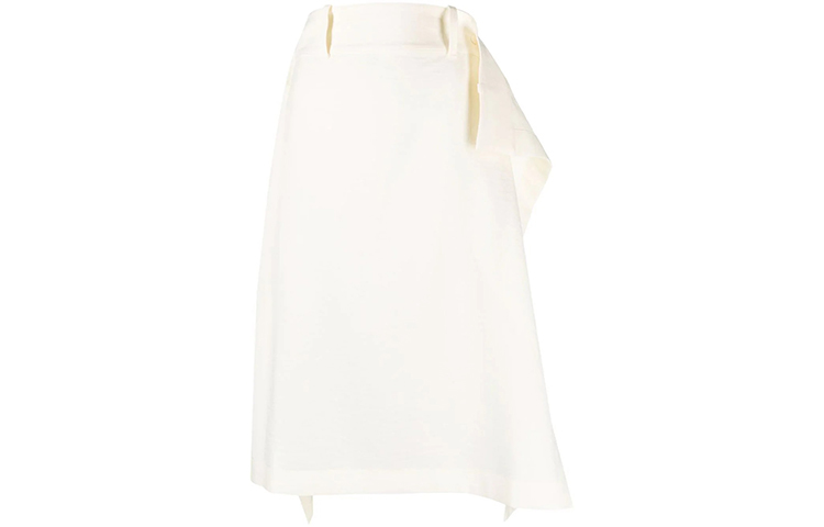 Y-3 SS22 Uniform-Inspired White A-Line Midi Skirt HG6136