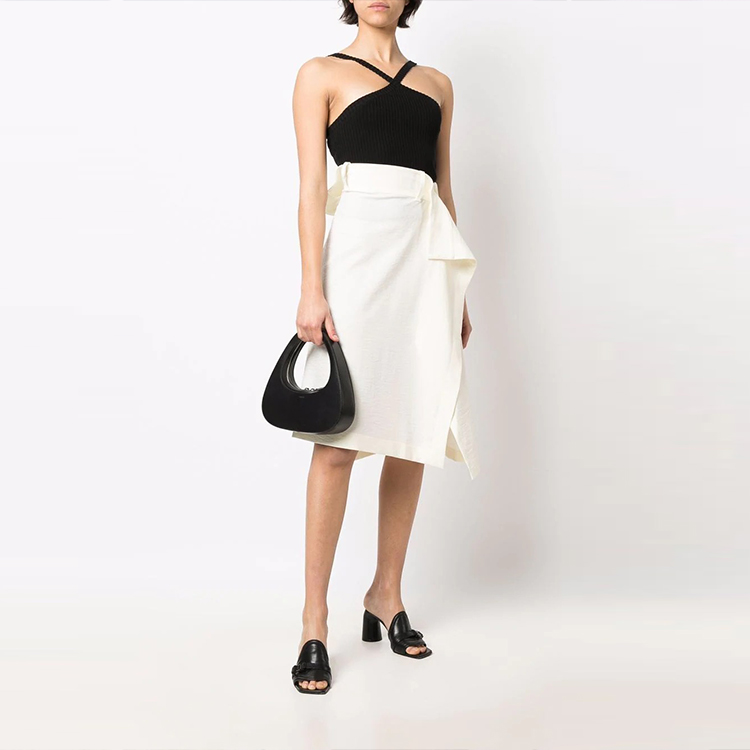 Lookbook Y-3 SS22 Uniform-Inspired White A-Line Midi Skirt HG6136