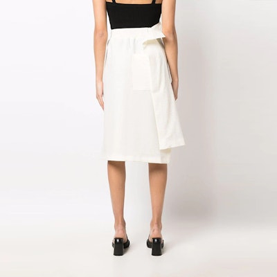 Y-3 SS22 Uniform-Inspired White A-Line Midi Skirt HG6136 Purchase Y-3 SS22 Uniform-Inspired White A-Line Midi Skirt HG6136