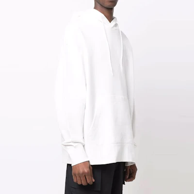 Y-3 SS22 Hoodie Putih Logo Print Unisex Pullover Sweatshirt HG8801 Details for Y-3 SS22 Hoodie Putih Logo Print Unisex Pullover Sweatshirt HG8801