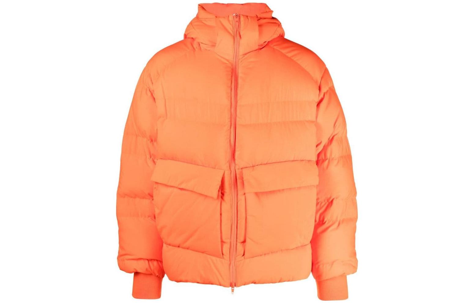 Order Y-3 SS23 Jaket Hoodie Warna Solid Oranye dengan Kantong. HT2302