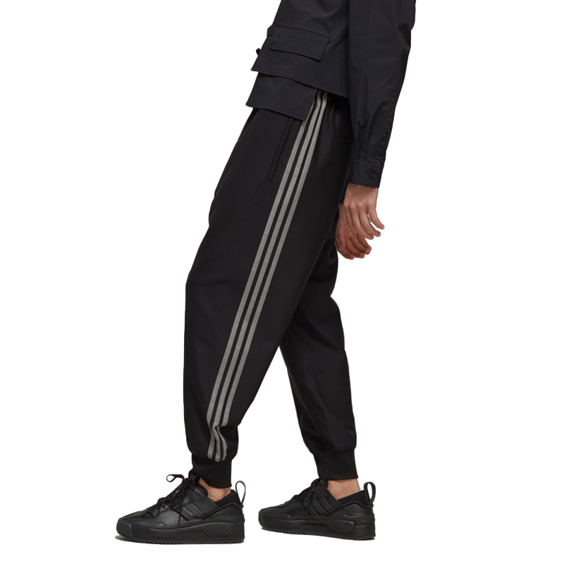 Shop Y-3 SS23 Black Drawstring Long Sweatpants Solid Color IB0387