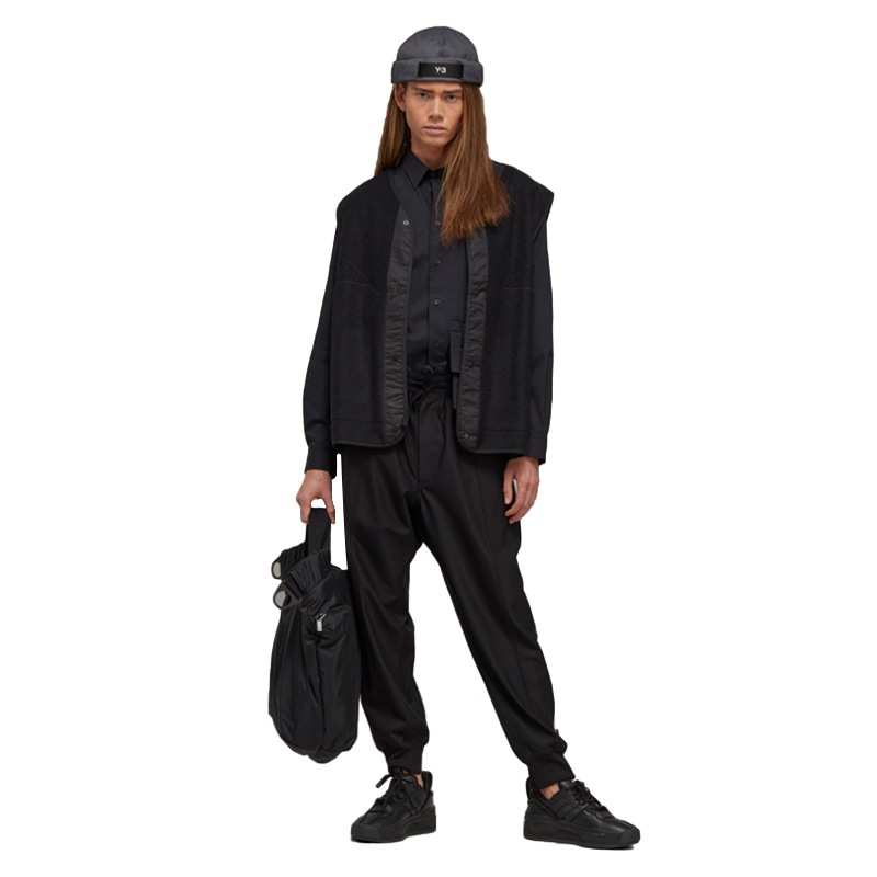 Details for Y-3 SS23 Black Drawstring Long Sweatpants Solid Color IB0387