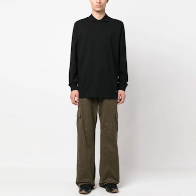 Y-3 SS23 Baju Polo Lengan Panjang Knit Hitam Solid H44801 Lookbook Y-3 SS23 Baju Polo Lengan Panjang Knit Hitam Solid H44801