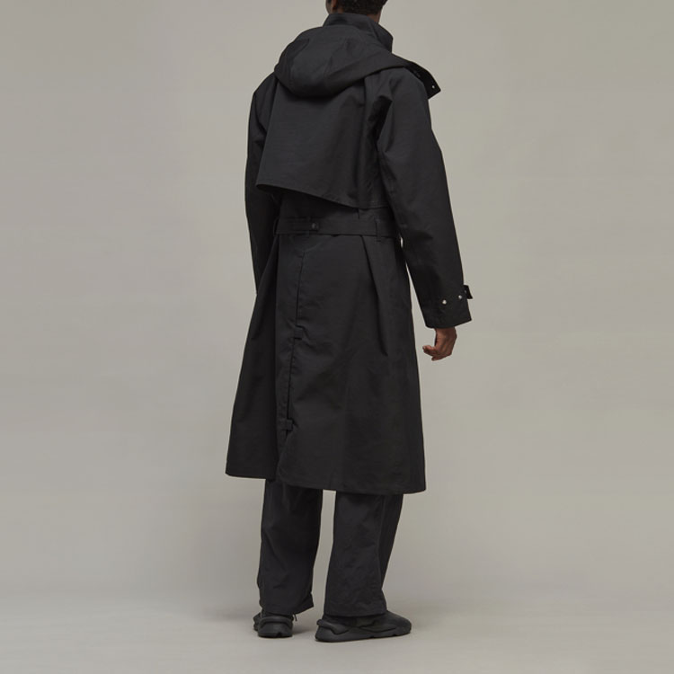 Sizing Y-3 SS23 Jaket Windbreaker Berhud Hitam Unisex Panjang. H63077