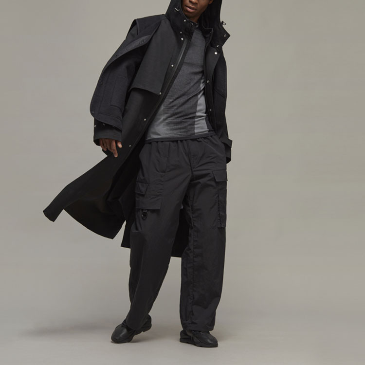 Cheap Y-3 SS23 Jaket Windbreaker Berhud Hitam Unisex Panjang. H63077