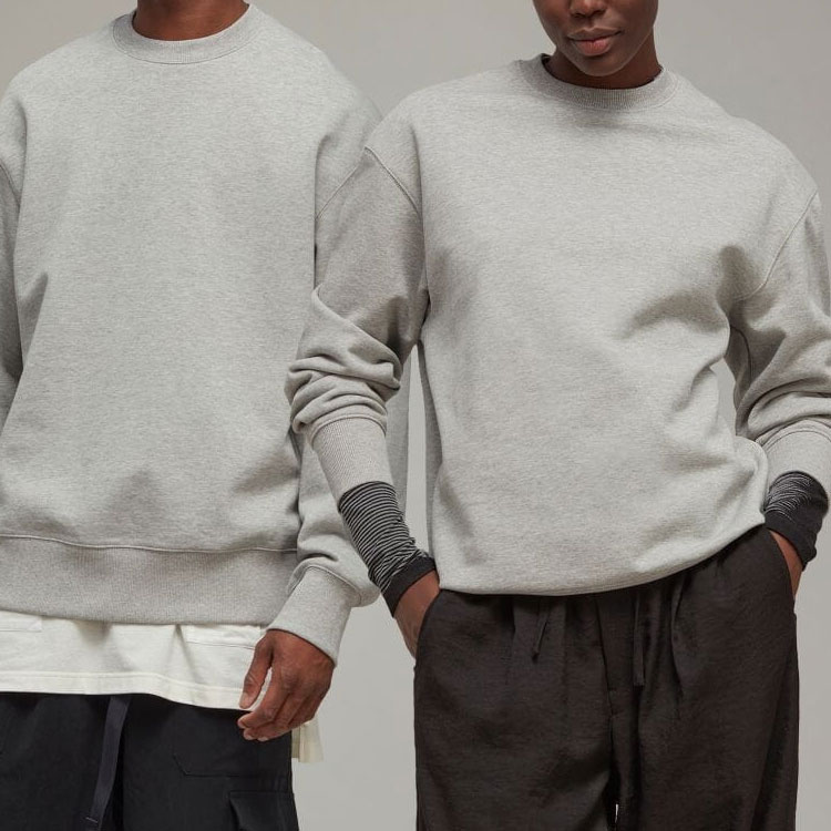 Sizing Y-3 SS23 FT Crew Sweat Heather Grey Unisex Baju Pullover Kasual IB4798