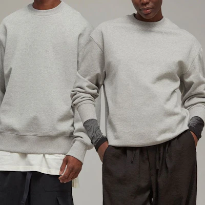 Y-3 SS23 FT Crew Sweat Heather Grey Unisex Baju Pullover Kasual IB4798 Sizing Y-3 SS23 FT Crew Sweat Heather Grey Unisex Baju Pullover Kasual IB4798