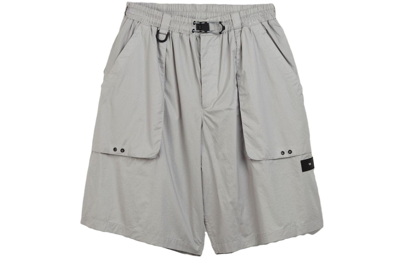 Y-3 SS23 Silver Straight-Leg Casual Shorts with Large Pockets HZ8817