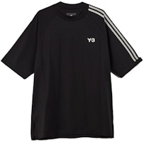 Y-3 SS23 Unisex Black Striped Logo Crewneck T-Shirt. H63065 Y-3 SS23 Unisex Black Striped Logo Crewneck T-Shirt. H63065