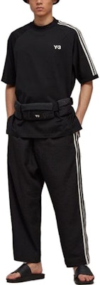 Y-3 SS23 ユニセックス ブラック ストライプ ロゴ クルーネック Tシャツ H63065 Shop Y-3 SS23 ユニセックス ブラック ストライプ ロゴ クルーネック Tシャツ H63065