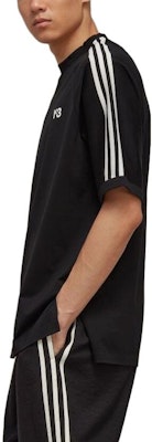 Y-3 SS23 ユニセックス ブラック ストライプ ロゴ クルーネック Tシャツ H63065 Purchase Y-3 SS23 ユニセックス ブラック ストライプ ロゴ クルーネック Tシャツ H63065