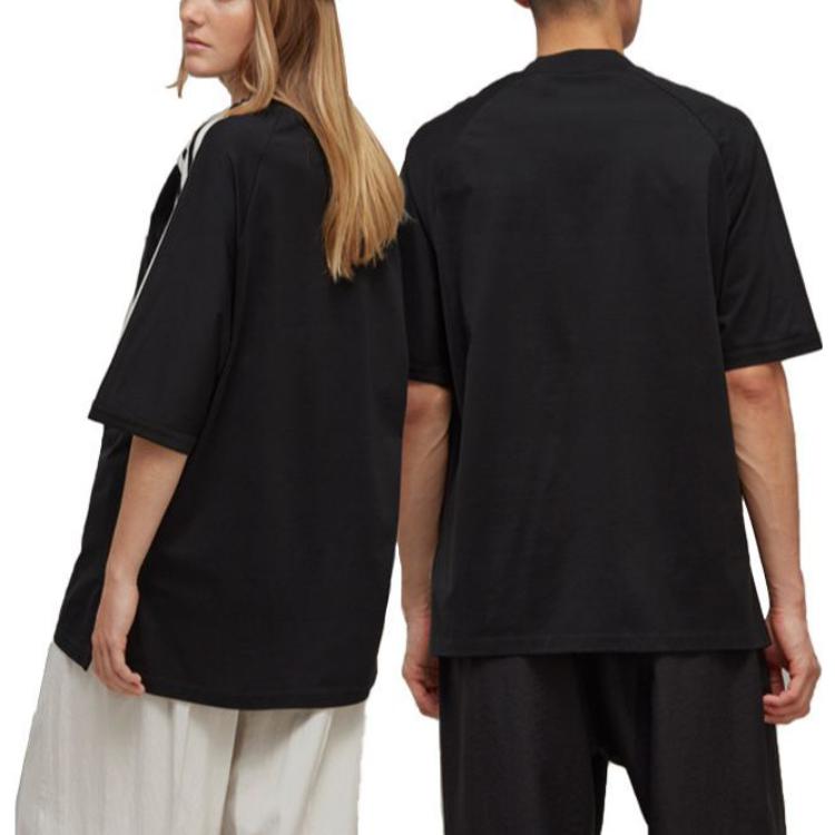 Cheap Camiseta Negra Unisex con Rayas y Logo de Y-3 SS23. H63065