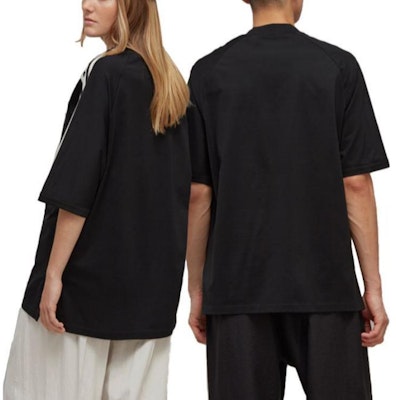 Y-3 SS23 ユニセックス ブラック ストライプ ロゴ クルーネック Tシャツ H63065 Cheap Y-3 SS23 ユニセックス ブラック ストライプ ロゴ クルーネック Tシャツ H63065