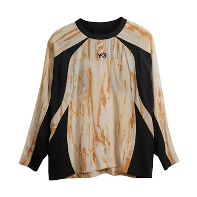 Y-3 SS24 Rust Colorblock Raglan Long Sleeve Tee. IR6256
