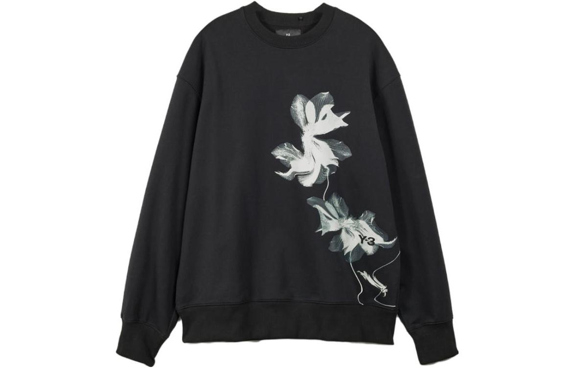 Order Y-3 SS24 GFX Graphic Crewneck Sweatshirt Unisex Hitam Lengan Panjang. IN4337