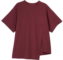 Y-3 SS24 Premium Loose Fit Asymmetrical Hem Red Unisex Crewneck T-Shirt. IV5557 Y-3 SS24 Premium Loose Fit Asymmetrical Hem Red Unisex Crewneck T-Shirt. IV5557