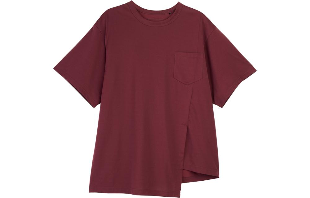Order Y-3 SS24 Premium Loose Fit Asymmetrical Hem Red Unisex Crewneck T-Shirt. IV5557