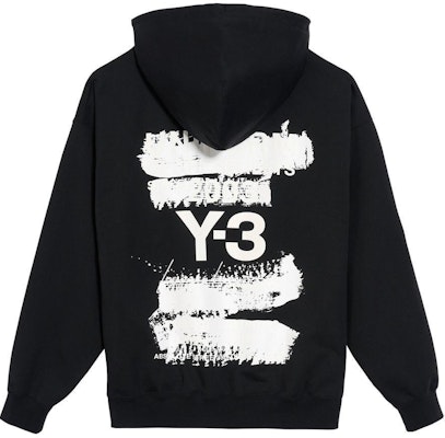 Y-3 SS25 Logo Print Drawstring Hoodie Unisex Black. JN4882 Order Y-3 SS25 Logo Print Drawstring Hoodie Unisex Black. JN4882