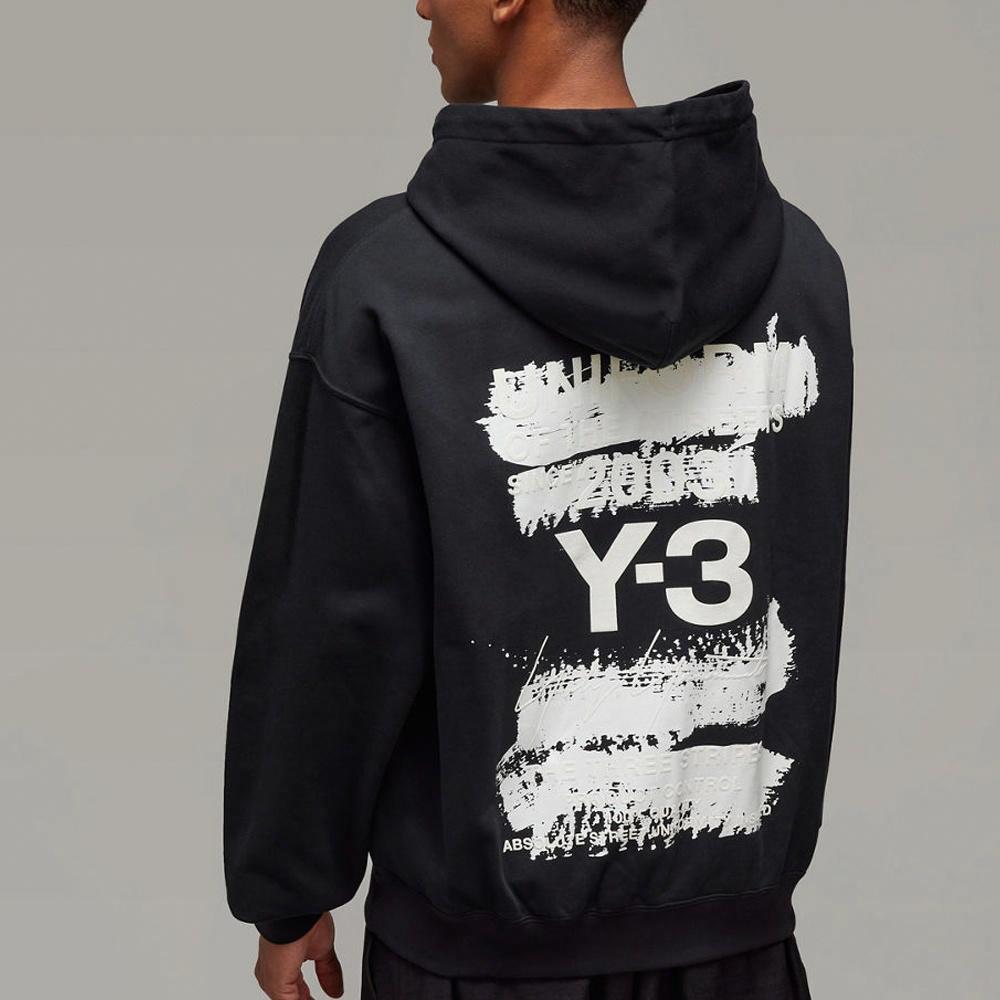 Cheap Y-3 SS25 Logo Print Drawstring Hoodie Unisex Black. JN4882