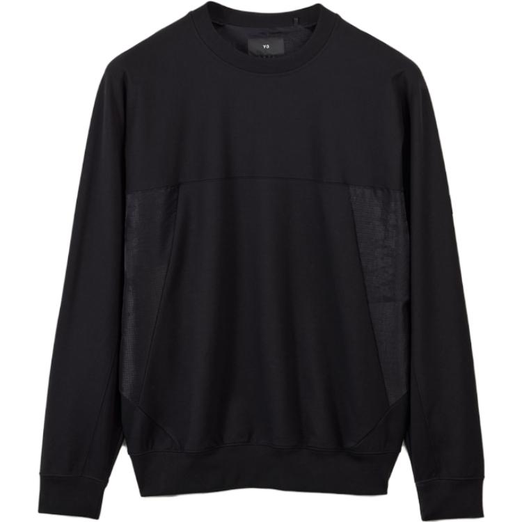 Y-3 Stretch FT Crew Black Unisex Minimalist Pullover Sweatshirt IL3070
