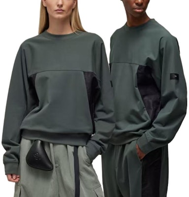 Y-3 彈性棉質圓領衛衣 綠色 休閒套頭毛衣 IP7670 Lookbook Y-3 彈性棉質圓領衛衣 綠色 休閒套頭毛衣 IP7670