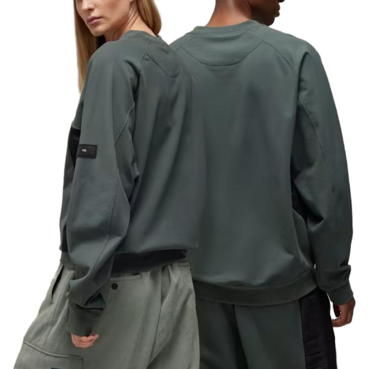 Shop Y-3 彈性棉質圓領衛衣 綠色 休閒套頭毛衣 IP7670