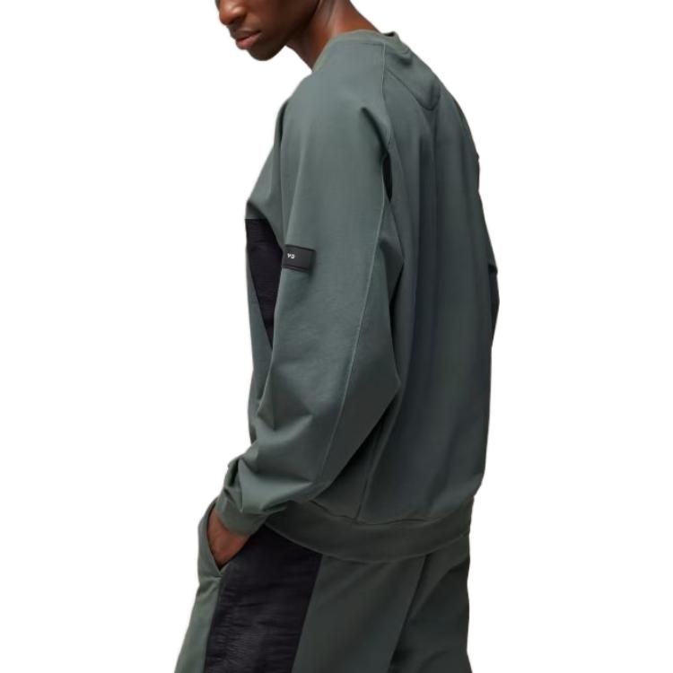 Details for Y-3 彈性棉質圓領衛衣 綠色 休閒套頭毛衣 IP7670