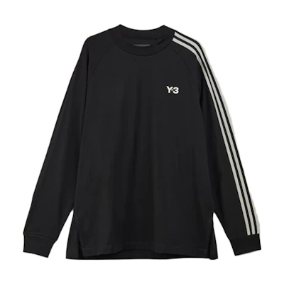 Y-3 Striped Logo Long Sleeve Unisex T-Shirt Black H44800
