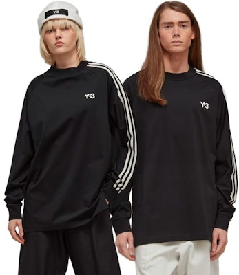 Y-3 스트라이프 로고 긴팔 유니섹스 티셔츠 블랙 H44800 Lookbook Y-3 스트라이프 로고 긴팔 유니섹스 티셔츠 블랙 H44800