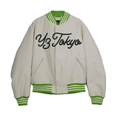 Y-3 Striped Logo Loose Baseball Jacket Green Unisex. IQ2143