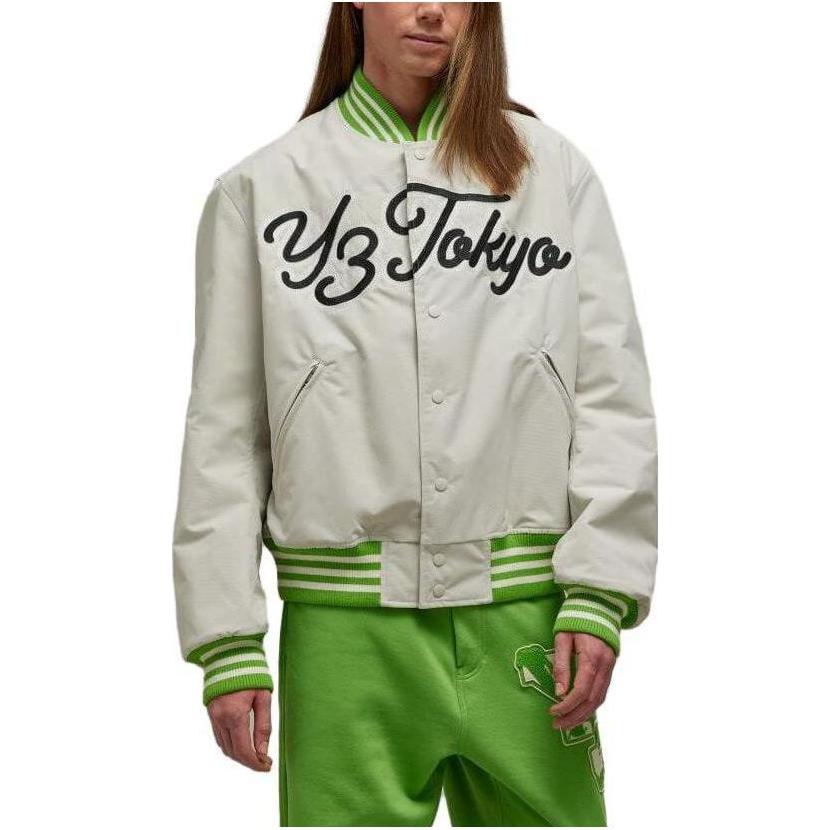 Y-3 Striped Logo Loose Baseball Jacket Green Unisex. IQ2143 圖 4