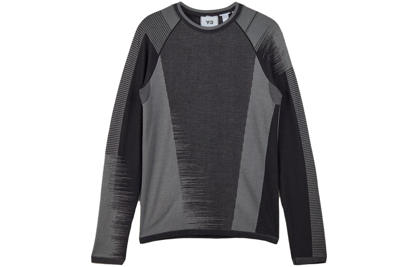 Y-3 Striped Slim Fit Long Sleeve T-Shirt  Black Grey HY5874