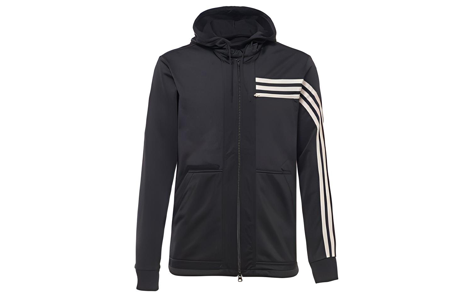 Y-3 Three Stripe Black Hoodie Jacket Long Sleeve Outerwear FJ0465