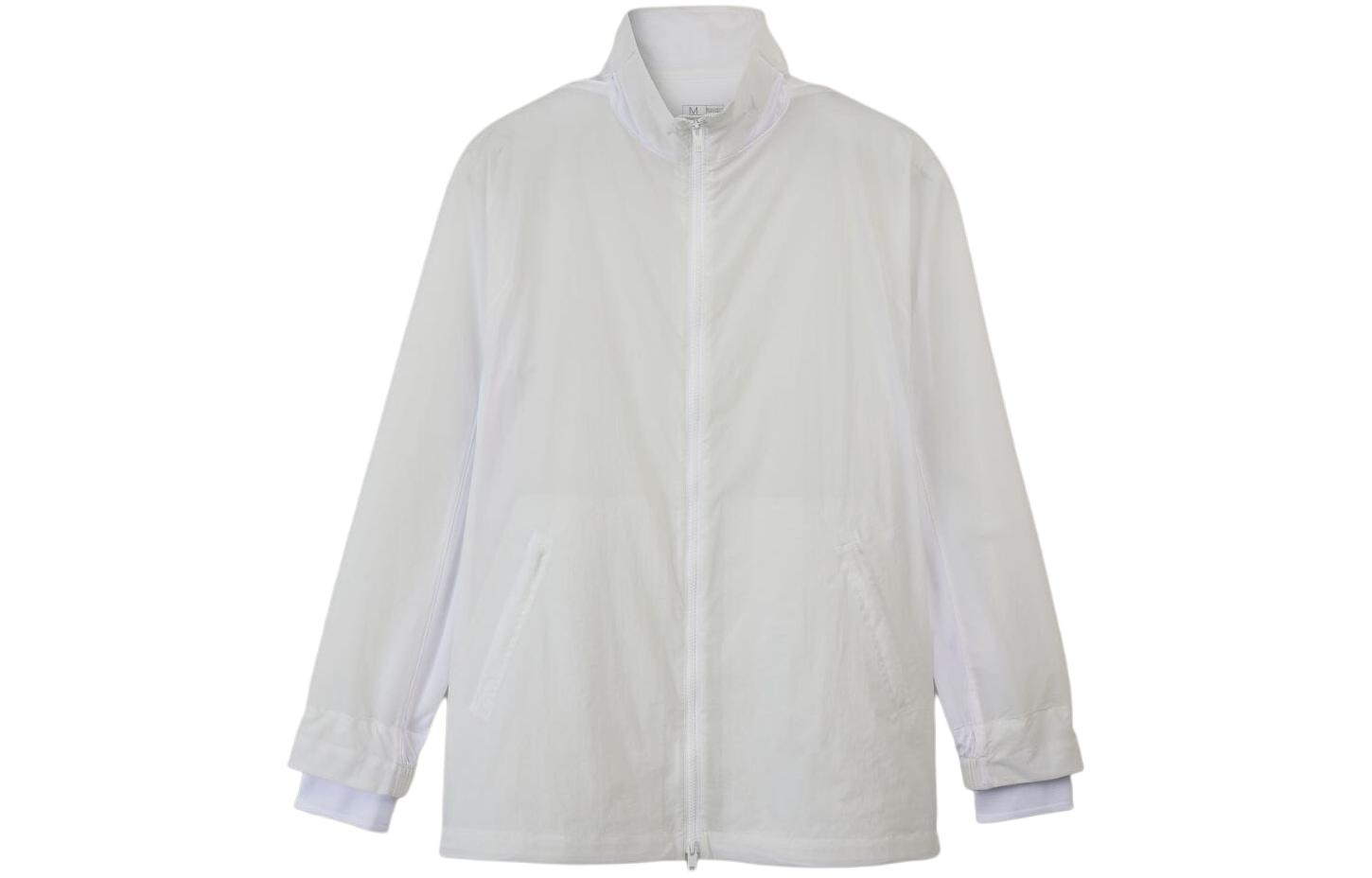 Y-3 Translucent Stand Collar Zip-Up Jacket White Long Sleeve IT3713