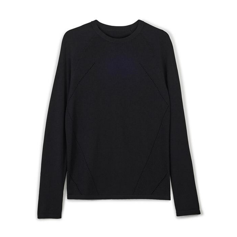 Y-3 Unisex Black Minimalist Cut-Out Logo Long Sleeve Knit Top IJ9783