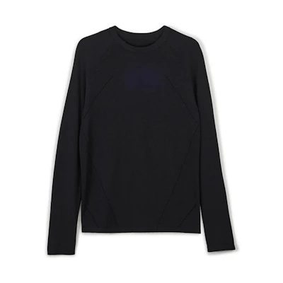 Y-3 Unisex Black Minimalist Cut-Out Logo Long Sleeve Knit Top IJ9783
