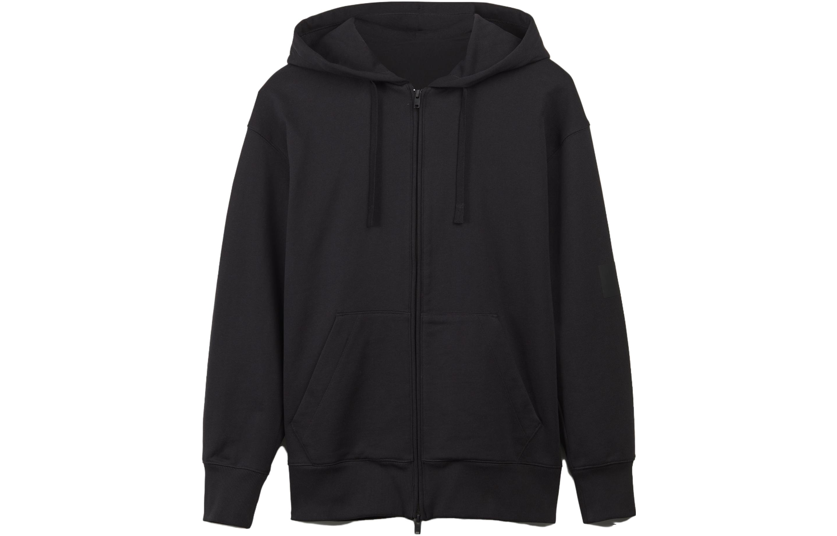 Y-3 Unisex Black Solid Color Zip-Up Sweatshirt H44785
