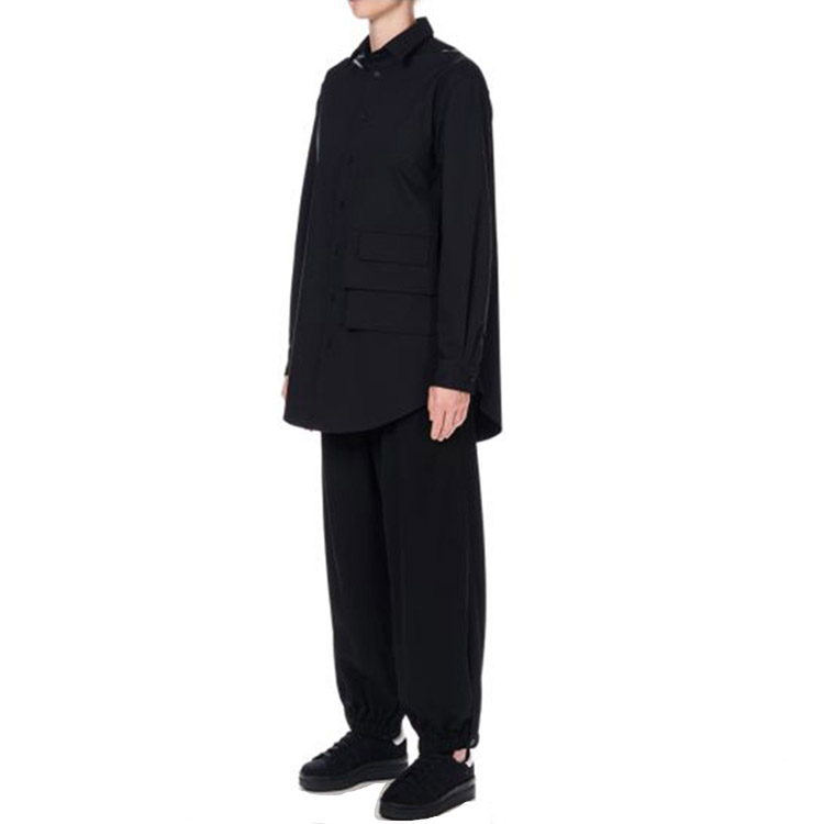 Shop Y-3 Unisex Casual Solid Black Long Sleeve Pocket Shirt H63044