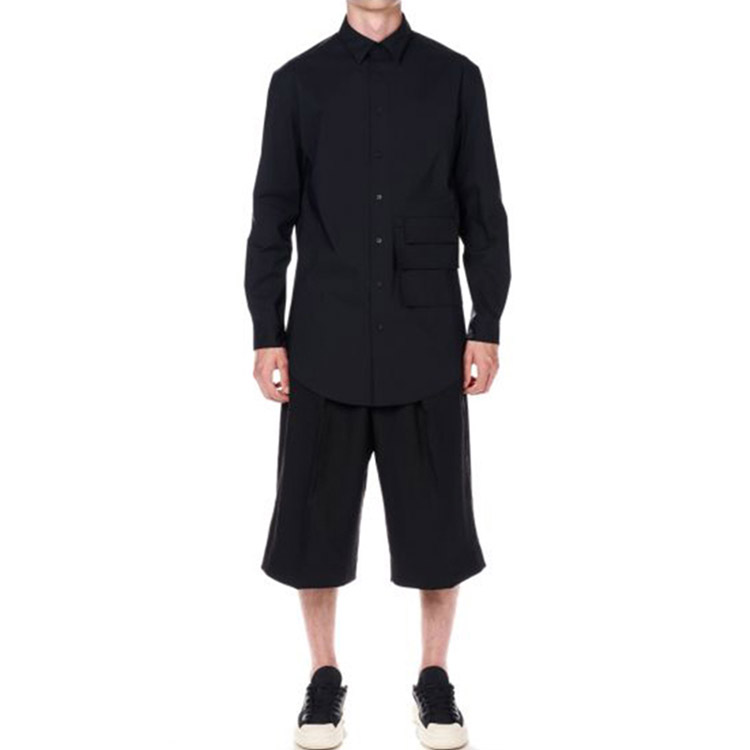Purchase Y-3 Unisex Casual Solid Black Long Sleeve Pocket Shirt H63044