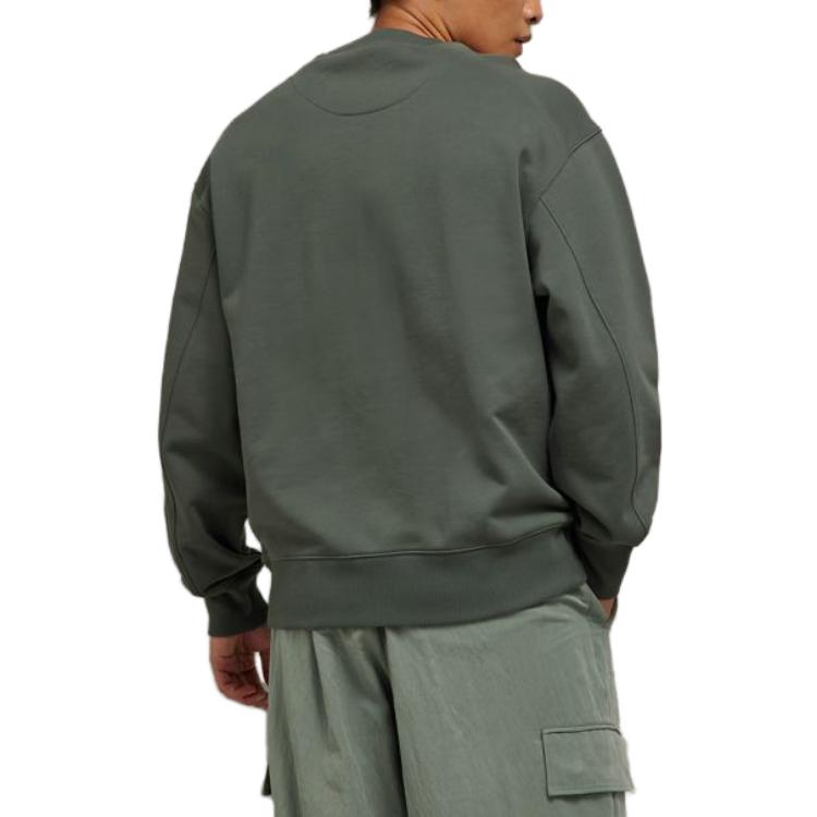 Shop Y-3 男女同款绿色圆领纯色长袖卫衣 IP7695