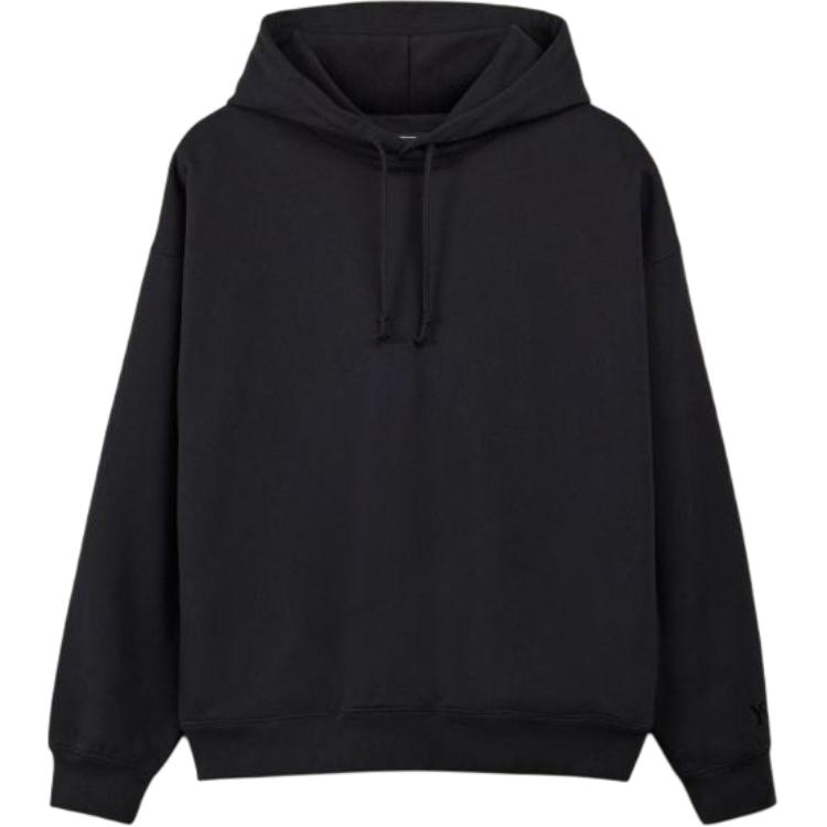 Y-3 Unisex Graphic Print Pullover Hoodie Black Long Sleeve IX0403