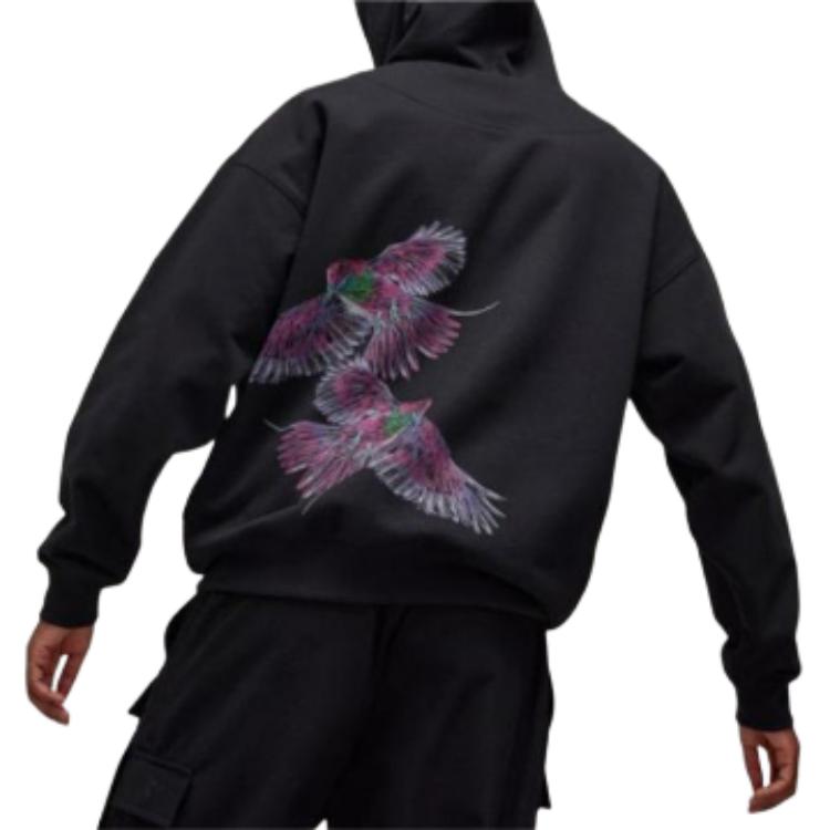 Purchase Y-3 Unisex Graphic Print Pullover Hoodie Black Long Sleeve IX0403