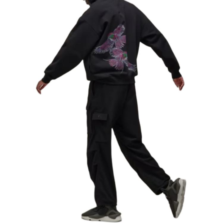 Sizing Y-3 Unisex Graphic Print Pullover Hoodie Black Long Sleeve IX0403