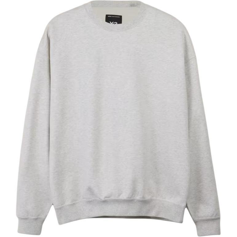 Y-3 Unisex Loose Fit Crewneck Pullover Sweatshirt Light Grey. JD9802