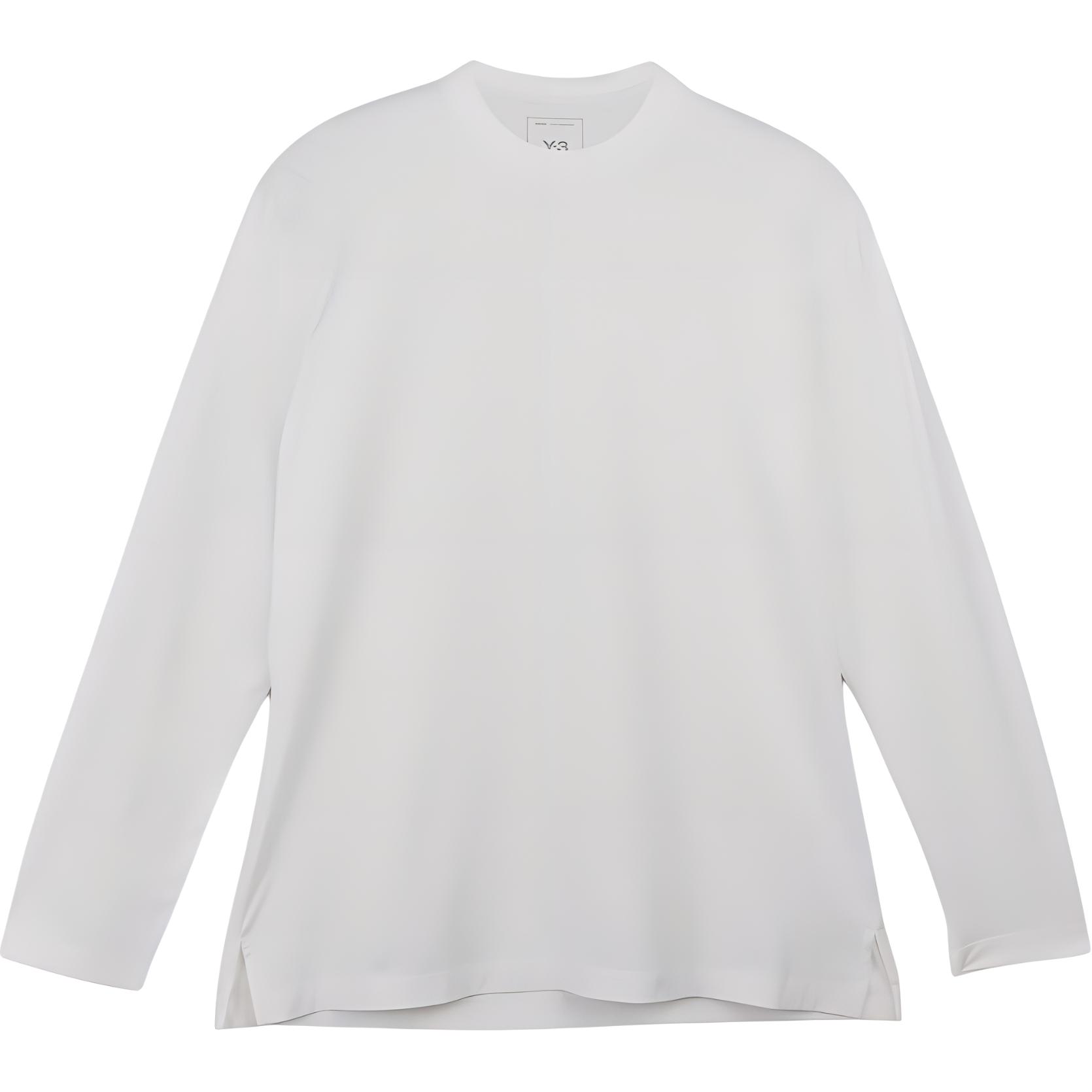 Y-3 Unisex Loose Fit White Long Sleeve Crewneck T-Shirt. JD9832