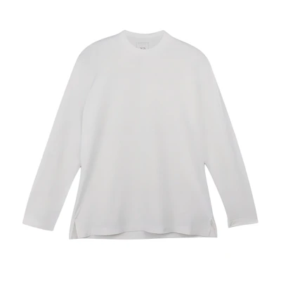 Y-3 Unisex Loose Fit White Long Sleeve Crewneck T-Shirt. JD9832