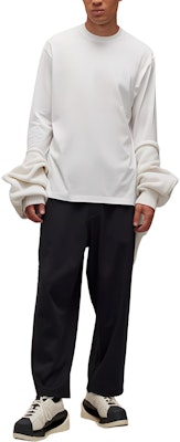 Y-3 Unisex Kaos Lengan Panjang Putih Loose Fit Crewneck. JD9832 Shop Y-3 Unisex Kaos Lengan Panjang Putih Loose Fit Crewneck. JD9832